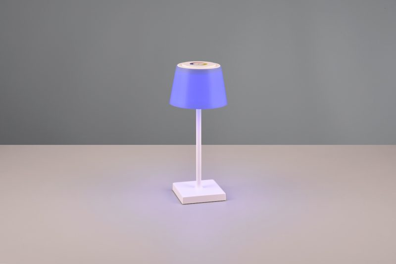 Oplaadbare moderne witte tafellamp met meerkleurig licht Sanchez - Afbeelding 4