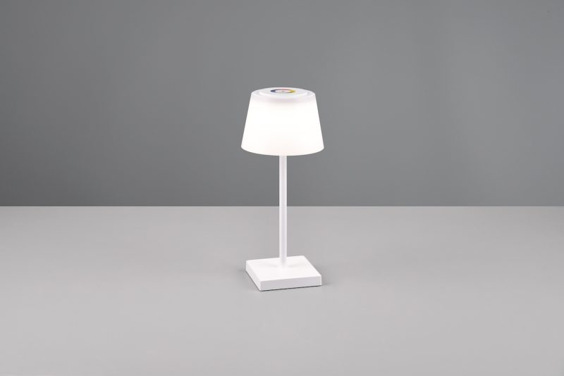 Oplaadbare moderne witte tafellamp met meerkleurig licht Sanchez - Afbeelding 5