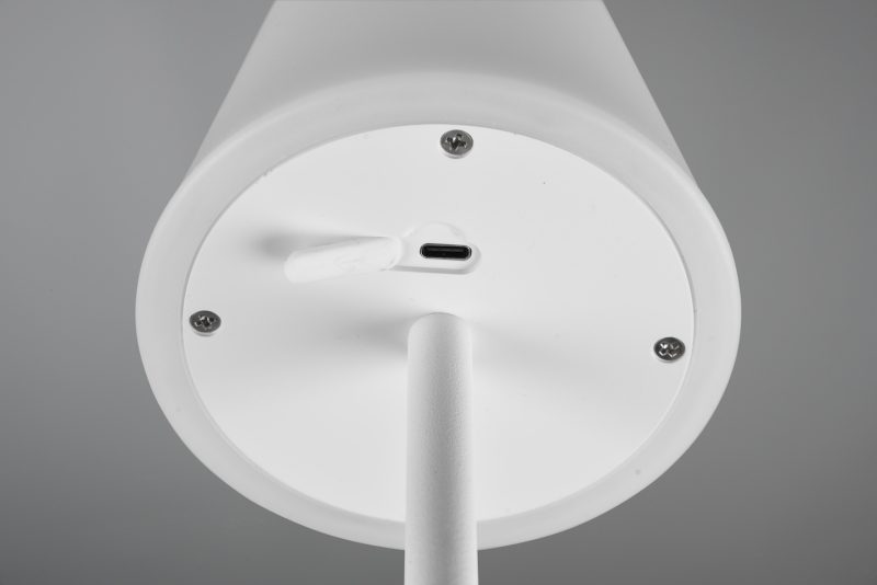 Oplaadbare moderne witte tafellamp met melkglazen kap Martinez - Afbeelding 2