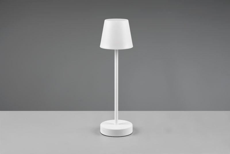 Oplaadbare moderne witte tafellamp met melkglazen kap Martinez - Afbeelding 4