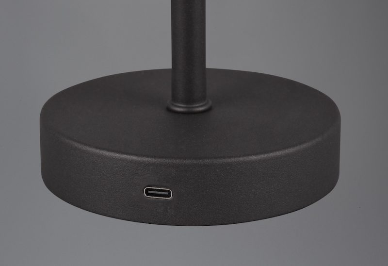 Oplaadbare moderne zwarte tafellamp met ronde lampenkap Jeff - Afbeelding 2