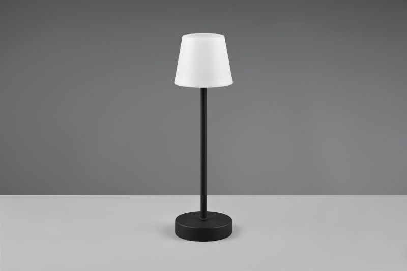 Oplaadbare moderne zwarte tafellamp met witte kap Martinez - Afbeelding 4