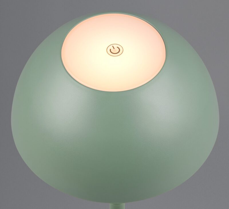 Oplaadbare retro groene kunststof tafellamp Ricardo - Afbeelding 2