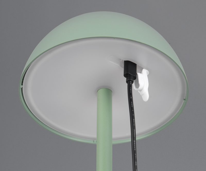 Oplaadbare retro groene kunststof tafellamp Ricardo - Afbeelding 4