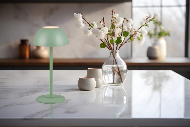 Oplaadbare retro groene kunststof tafellamp Ricardo - Afbeelding 6
