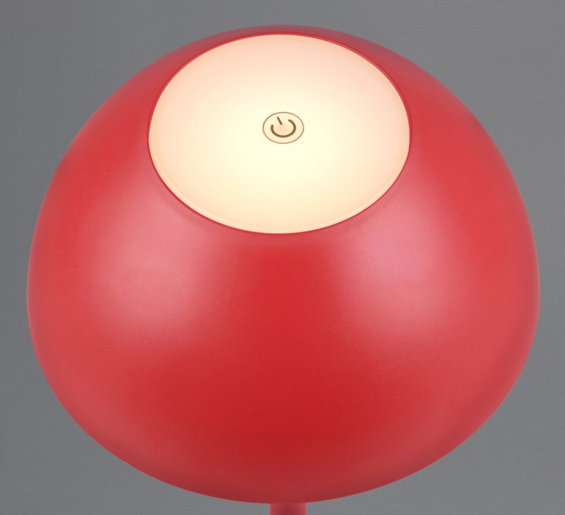 Oplaadbare Retro rode kunststof tafellamp Ricardo - Afbeelding 2