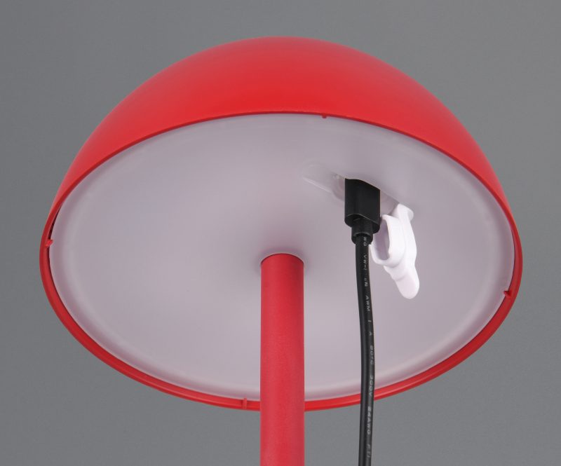 Oplaadbare Retro rode kunststof tafellamp Ricardo - Afbeelding 4