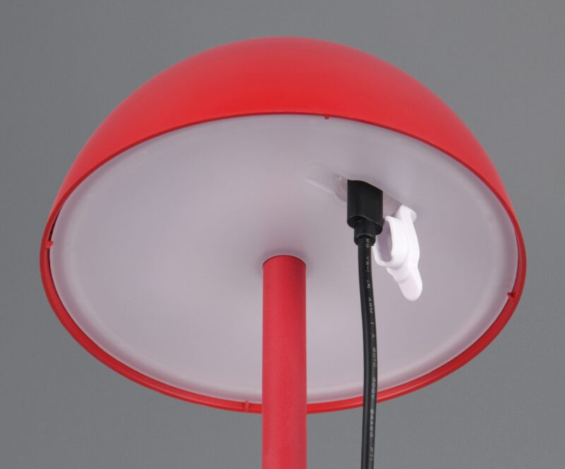 Oplaadbare Retro rode kunststof tafellamp Ricardo - Afbeelding 4