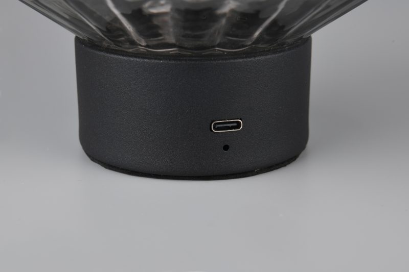 Oplaadbare retro tafellamp met zwart rookglas Lord - Afbeelding 3