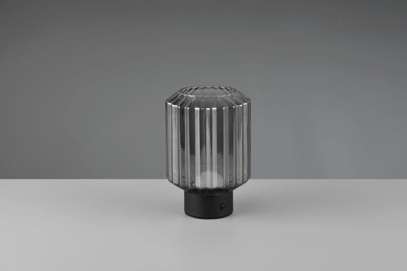 Oplaadbare retro tafellamp met zwart rookglas Lord - Afbeelding 4