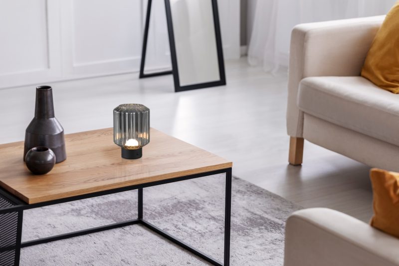 Oplaadbare retro tafellamp met zwart rookglas Lord - Afbeelding 5