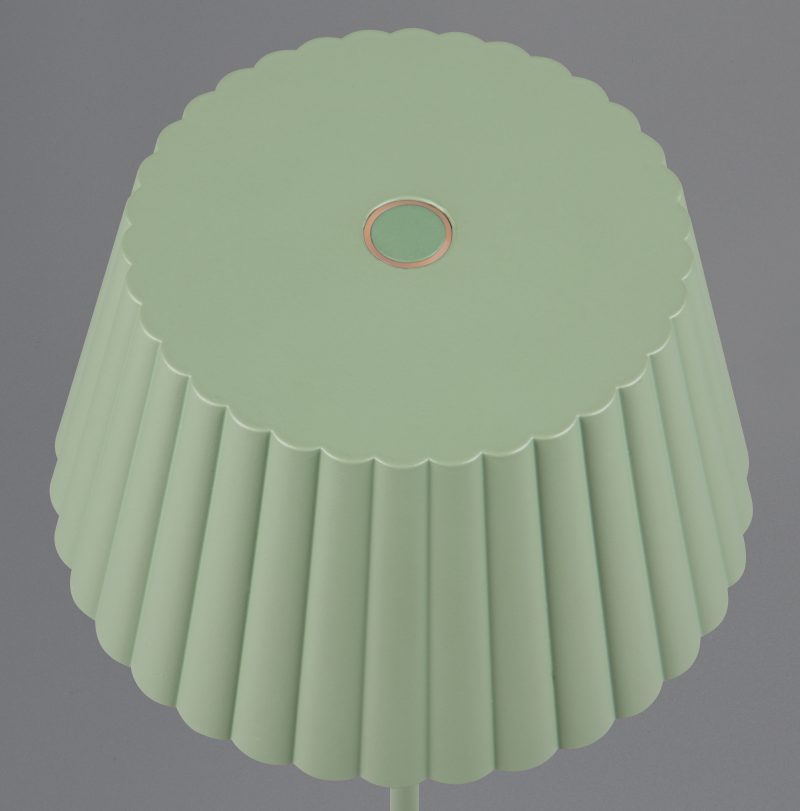 Oplaadbare retro tafellamp van groen metaal Suarez - Afbeelding 2
