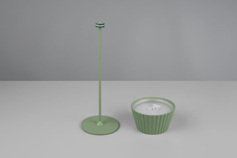 Oplaadbare retro tafellamp van groen metaal Suarez - Afbeelding 3