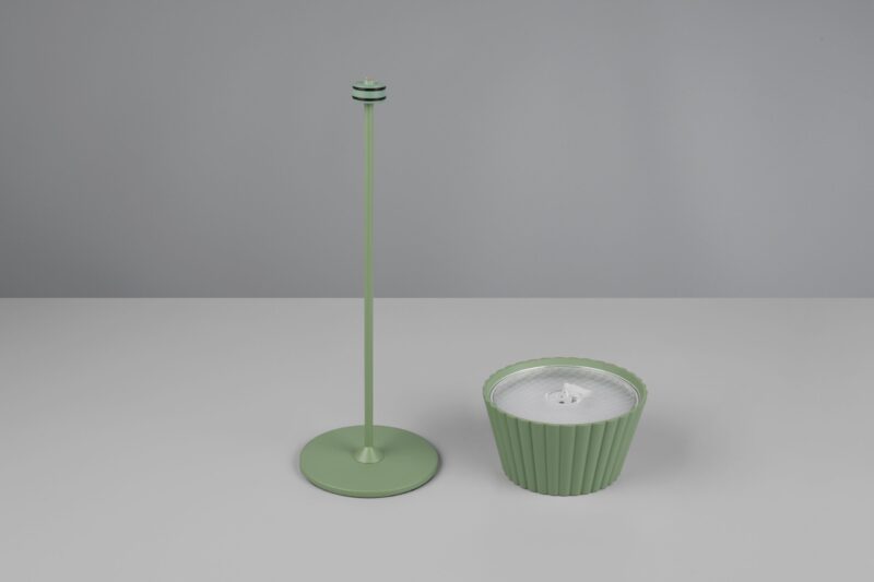 Oplaadbare retro tafellamp van groen metaal Suarez - Afbeelding 3