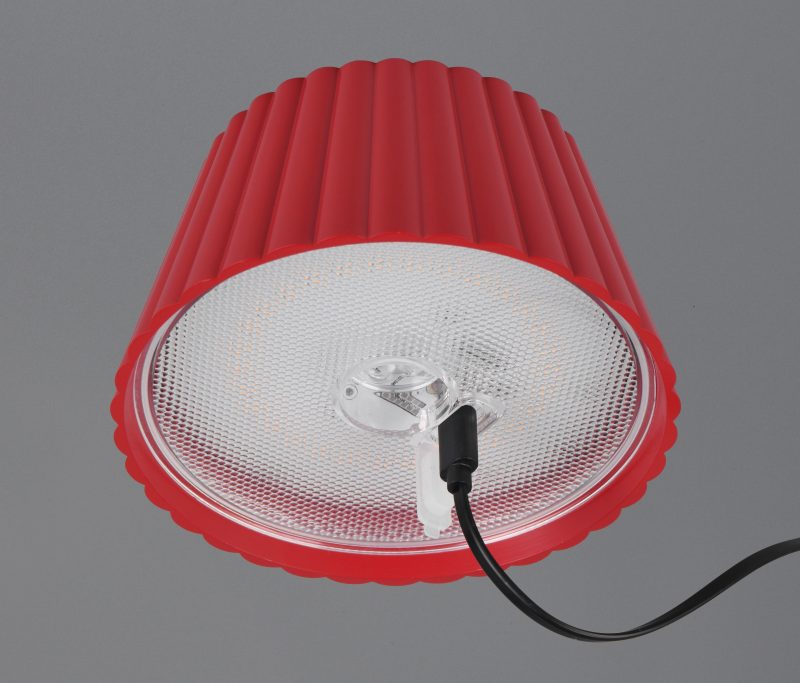 Oplaadbare retro tafellamp van rood metaal Suarez - Afbeelding 5