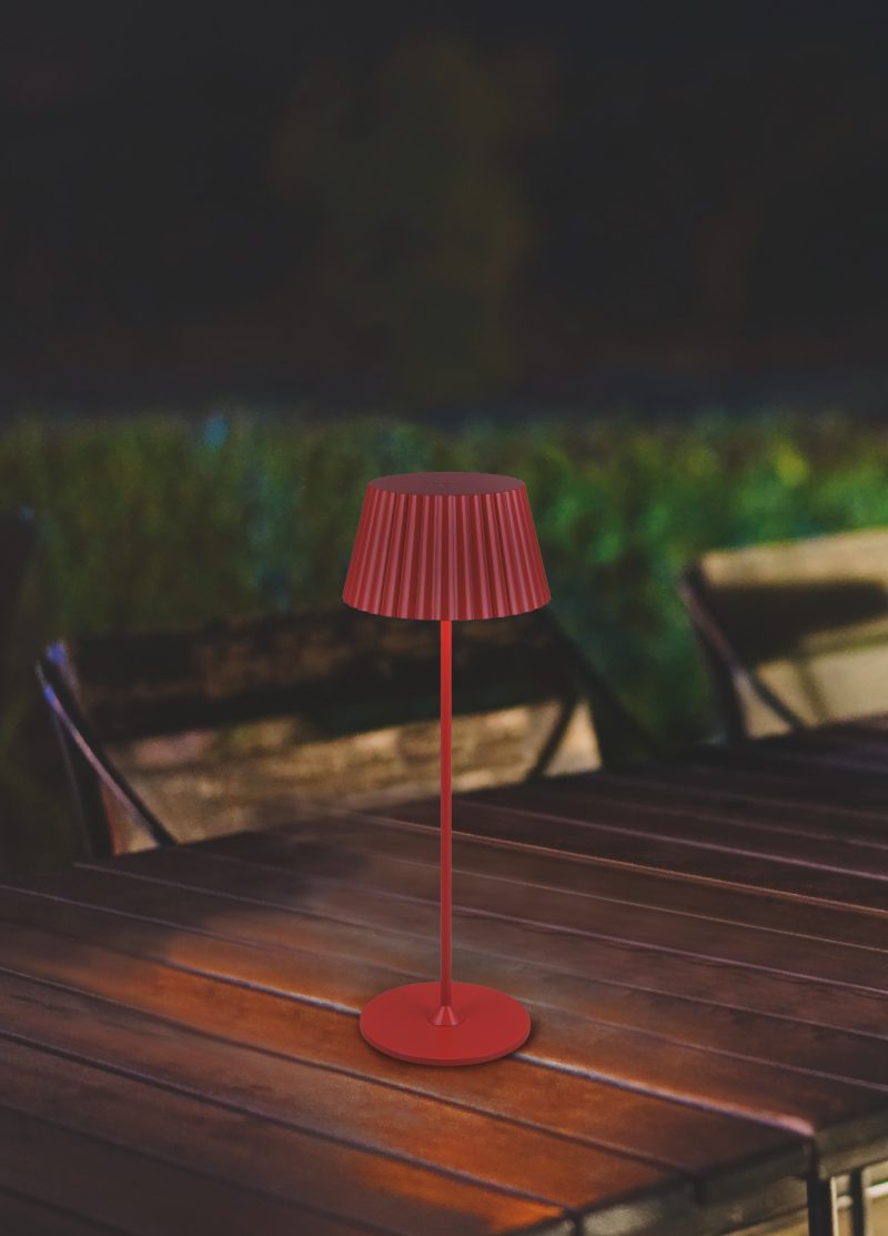 Oplaadbare retro tafellamp van rood metaal Suarez - Afbeelding 6