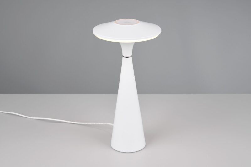 Oplaadbare retro tafellamp van wit kunststof Torrez - Afbeelding 4