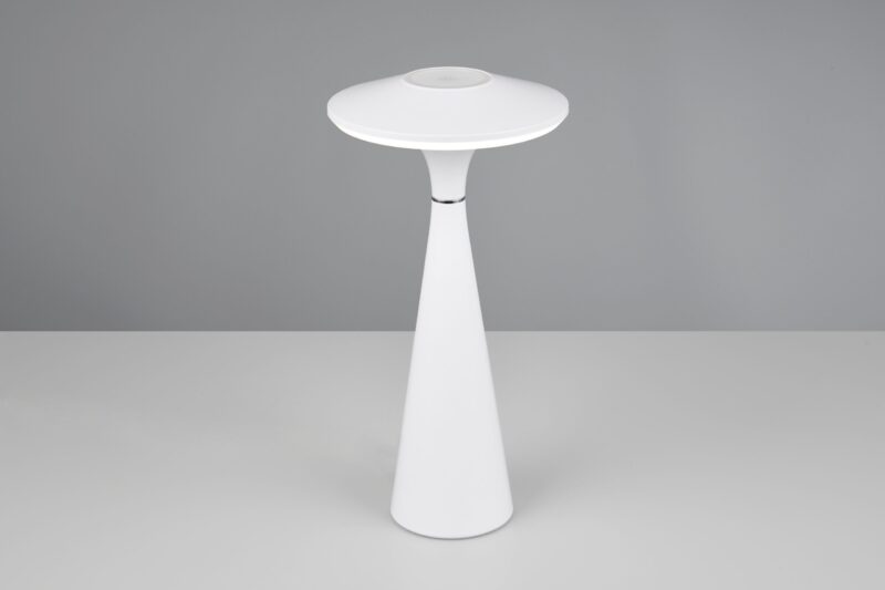 Oplaadbare retro tafellamp van wit kunststof Torrez - Afbeelding 5