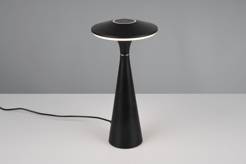 Oplaadbare retro tafellamp van zwart kunststof Torrez - Afbeelding 4