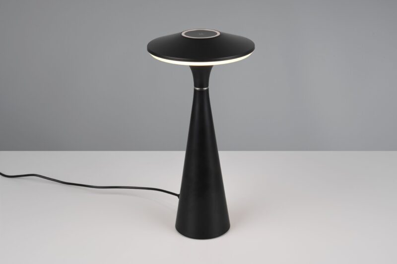 Oplaadbare retro tafellamp van zwart kunststof Torrez - Afbeelding 4