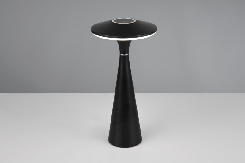 Oplaadbare retro tafellamp van zwart kunststof Torrez - Afbeelding 5