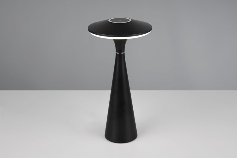 Oplaadbare retro tafellamp van zwart kunststof Torrez - Afbeelding 5
