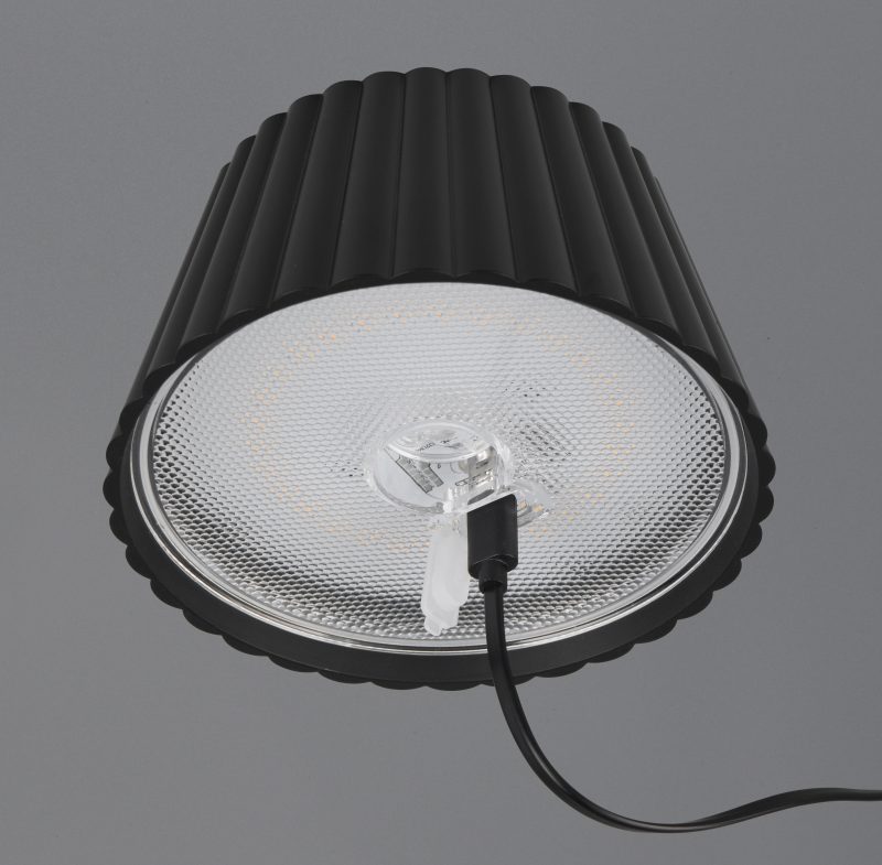 Oplaadbare retro tafellamp van zwart metaal Suarez - Afbeelding 5