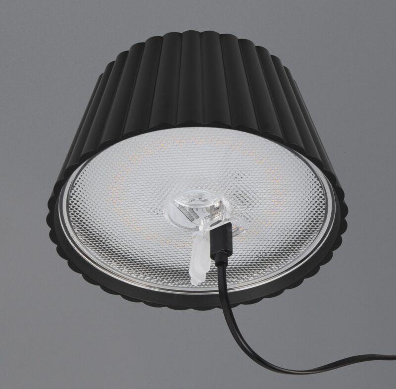 Oplaadbare retro tafellamp van zwart metaal Suarez - Afbeelding 5