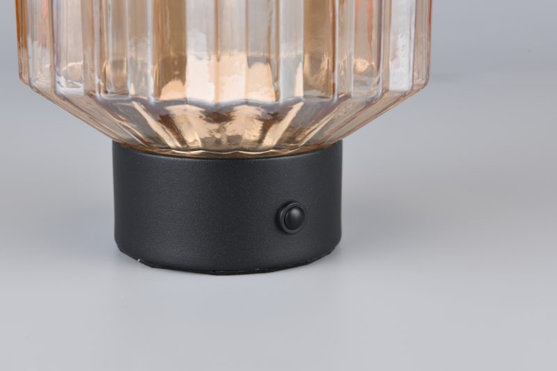 Oplaadbare retro zwarte tafellamp met rookglas Lord - Afbeelding 2