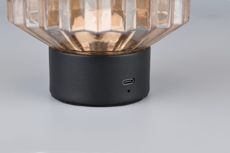 Oplaadbare retro zwarte tafellamp met rookglas Lord - Afbeelding 3