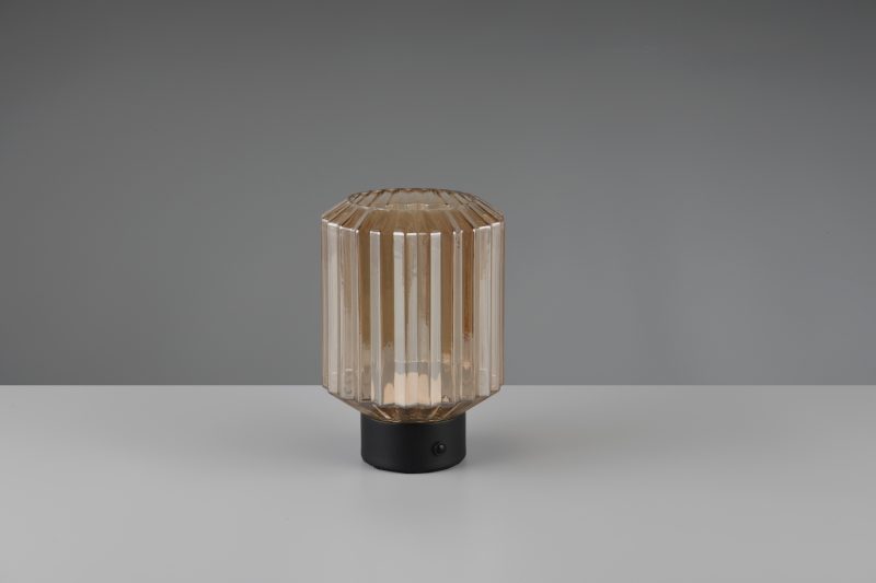 Oplaadbare retro zwarte tafellamp met rookglas Lord - Afbeelding 4