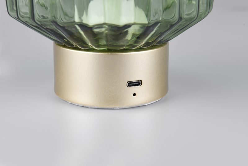 Oplaadbare vintage ronde tafellamp met groen rookglas Lord - Afbeelding 3