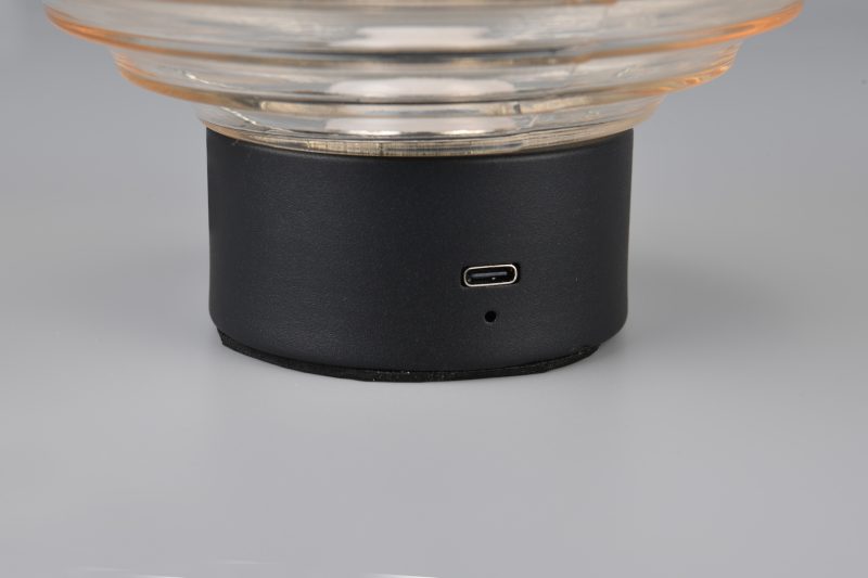 Oplaadbare vintage tafellamp met roze rookglas Earl - Afbeelding 3