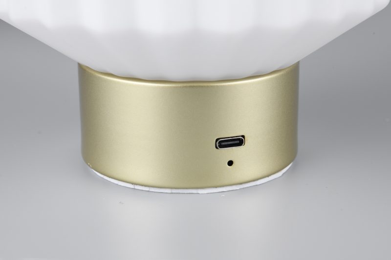 Oplaadbare vintage witte tafellamp met ribbelglas Lord - Afbeelding 3