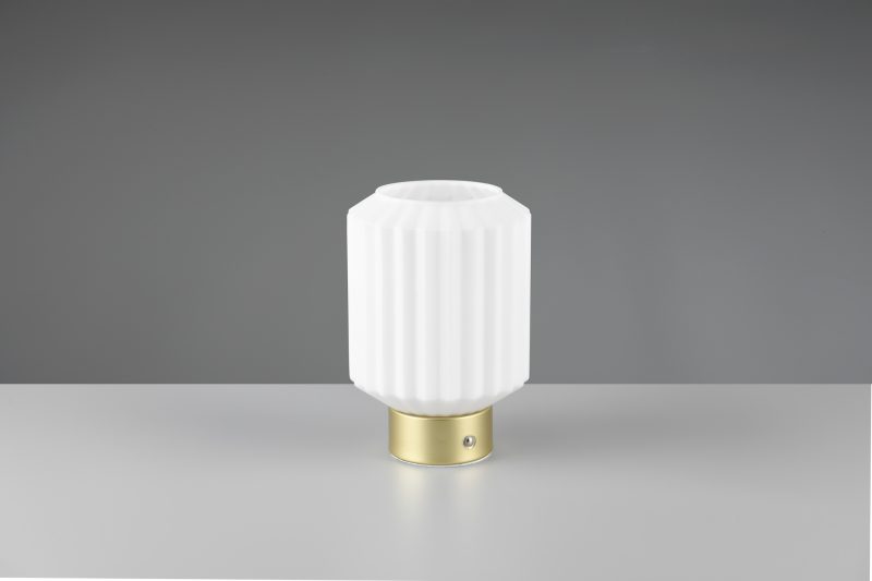 Oplaadbare vintage witte tafellamp met ribbelglas Lord - Afbeelding 4