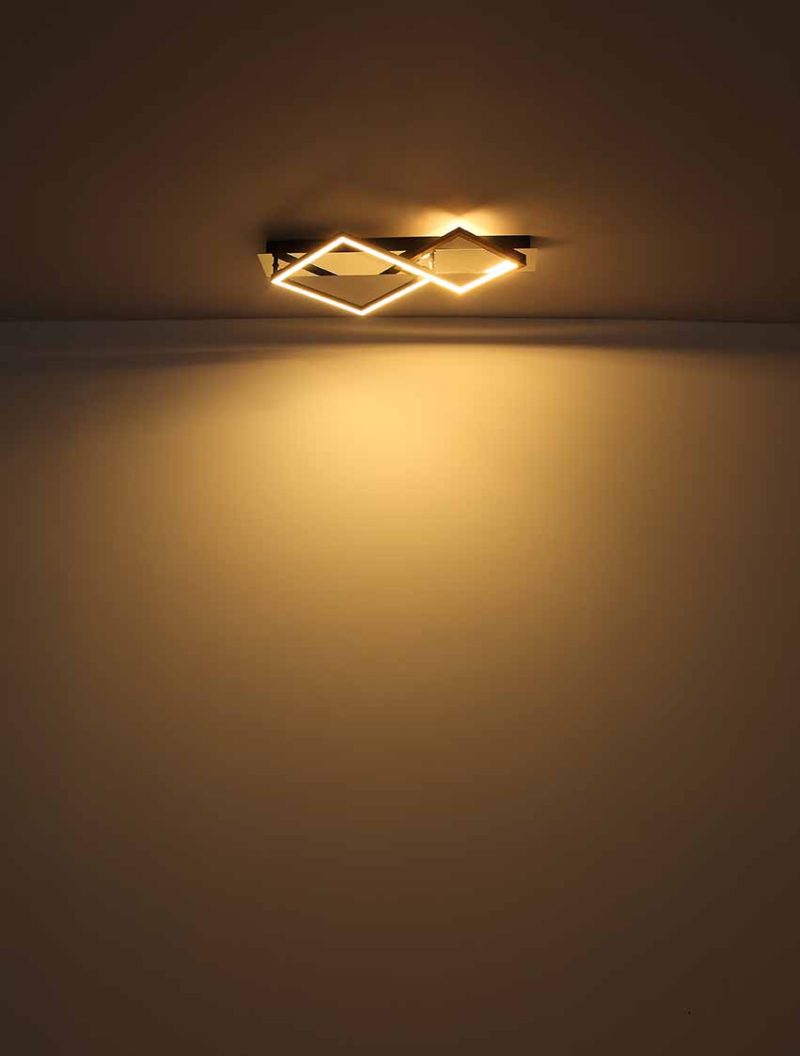 Plafondlamp 2-lichts ruitvormen zwart/goud Globo Lesina - Afbeelding 4