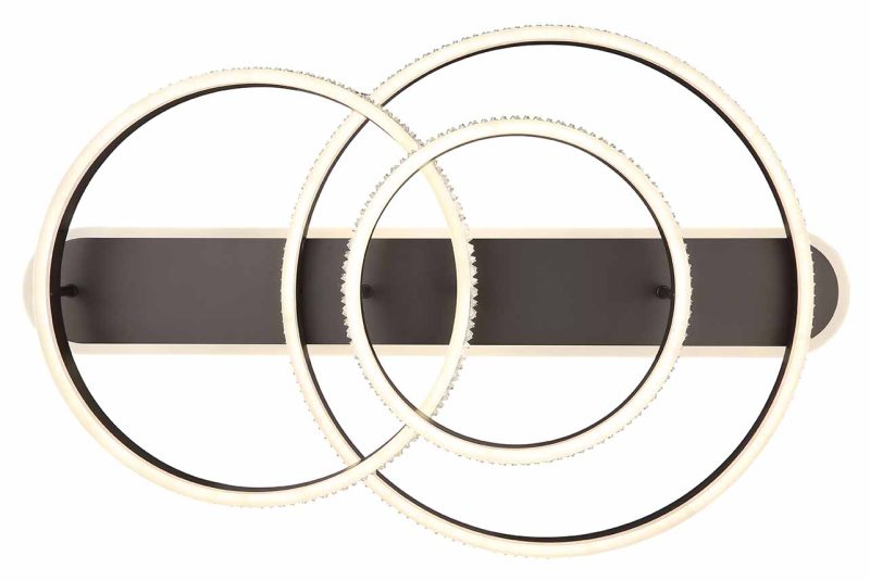 Plafondlamp 3-ringconstructie nikkel/zwart kristallen Globo Grouni - Afbeelding 3