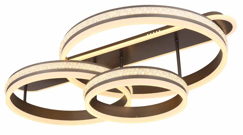 Plafondlamp 3-ringconstructie nikkel/zwart kristallen Globo Grouni - Afbeelding 4