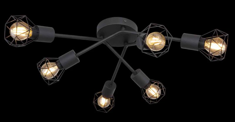 Plafondlamp 6-diamantkap zwart metaal Globo Xara i - Afbeelding 4