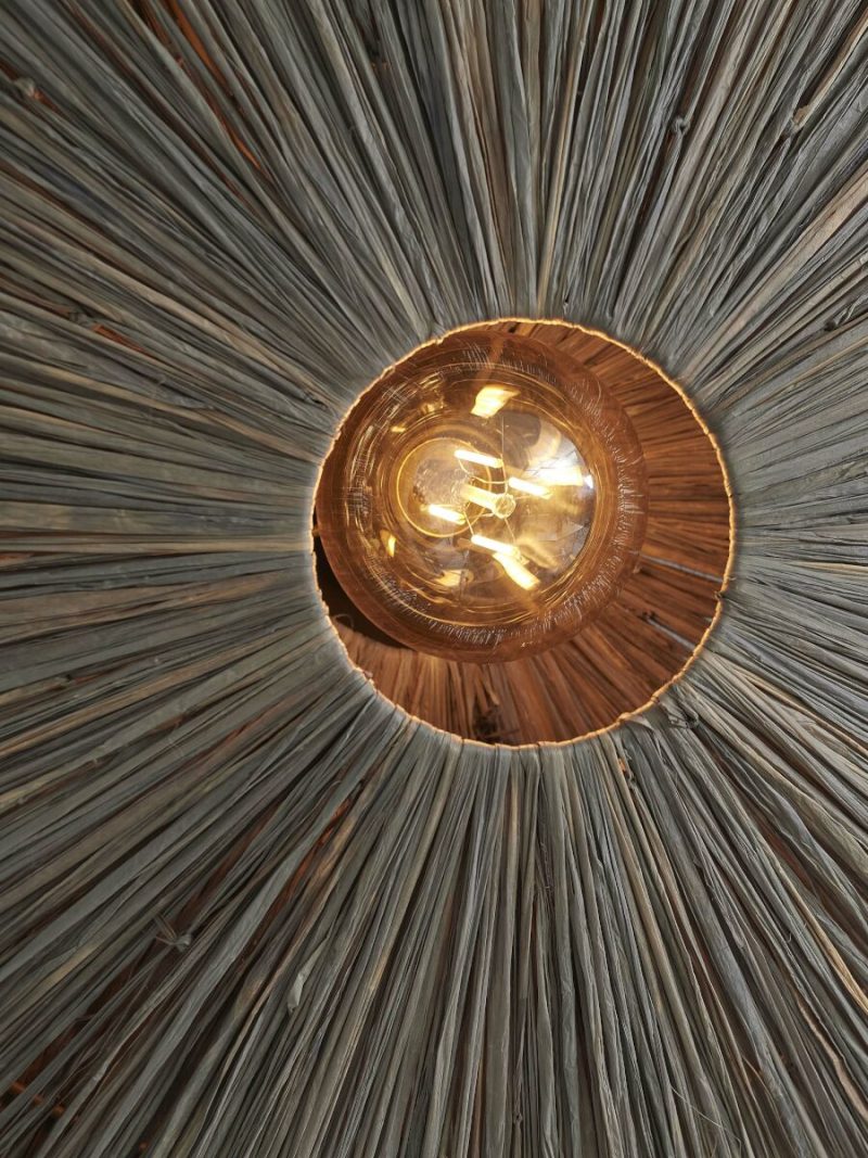 Plafondlamp achthoek grijs raffia L GOOD&MOJO Panama - Afbeelding 3