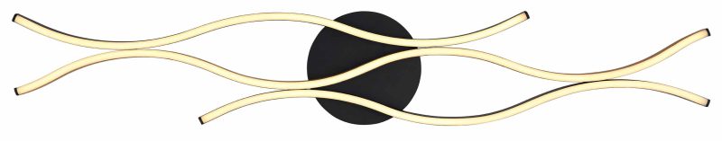 Plafondlamp langwerpig golvend zwart/houtlook Globo Geronimo - Afbeelding 3