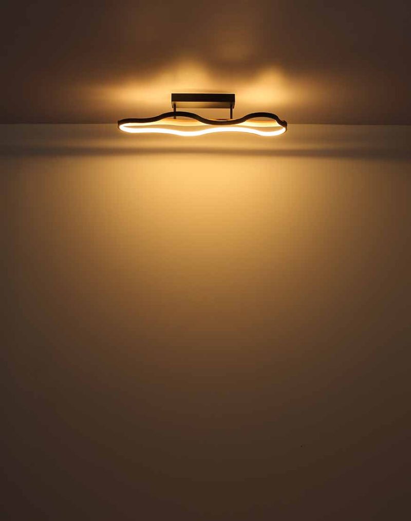 Plafondlamp langwerpig zwart/houtlook wolkvorm Globo Bezzy - Afbeelding 3