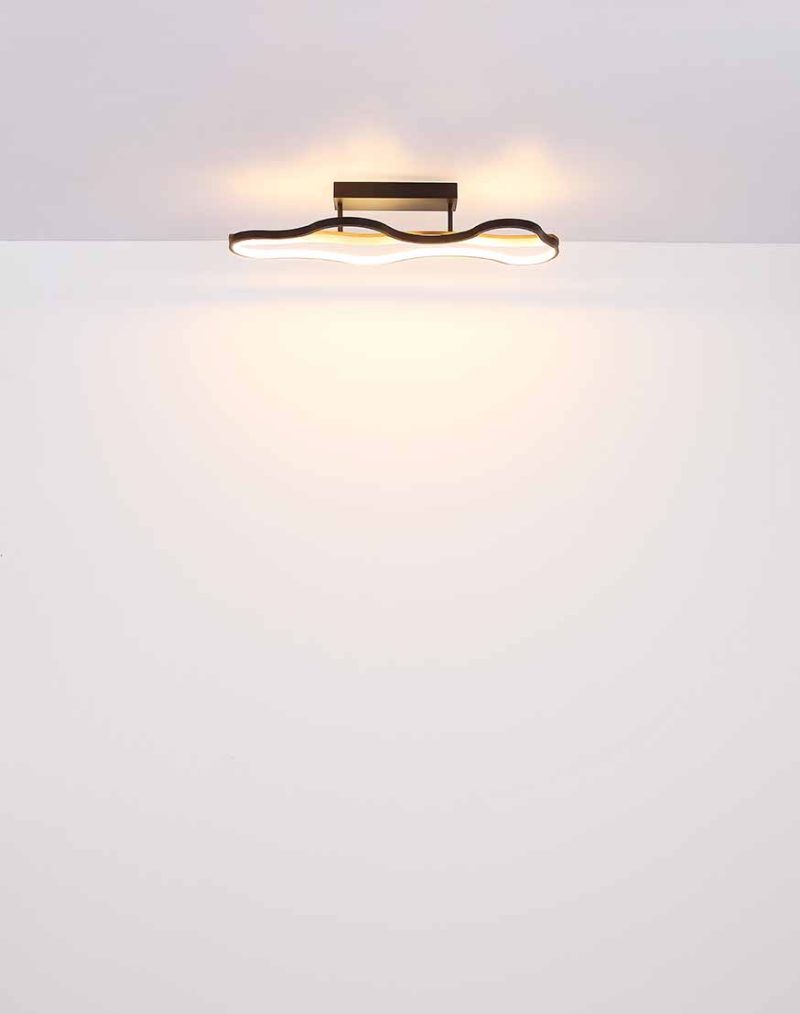 Plafondlamp langwerpig zwart/houtlook wolkvorm Globo Bezzy - Afbeelding 4