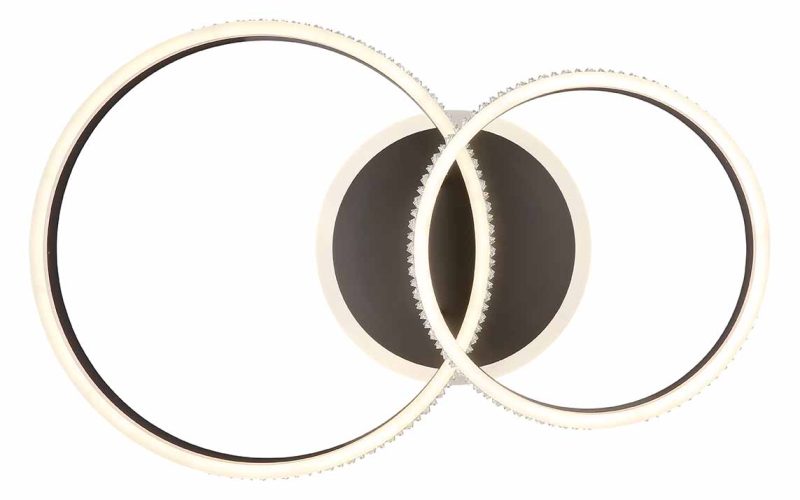 Plafondlamp nikkel/zwart kristallen 2-ringconstructie Globo Grouni - Afbeelding 2