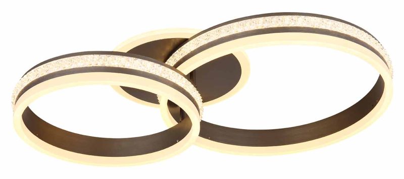 Plafondlamp nikkel/zwart kristallen 2-ringconstructie Globo Grouni - Afbeelding 3
