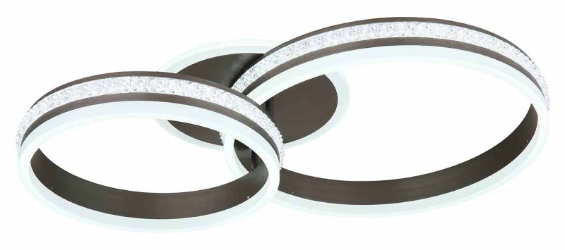 Plafondlamp nikkel/zwart kristallen 2-ringconstructie Globo Grouni - Afbeelding 4