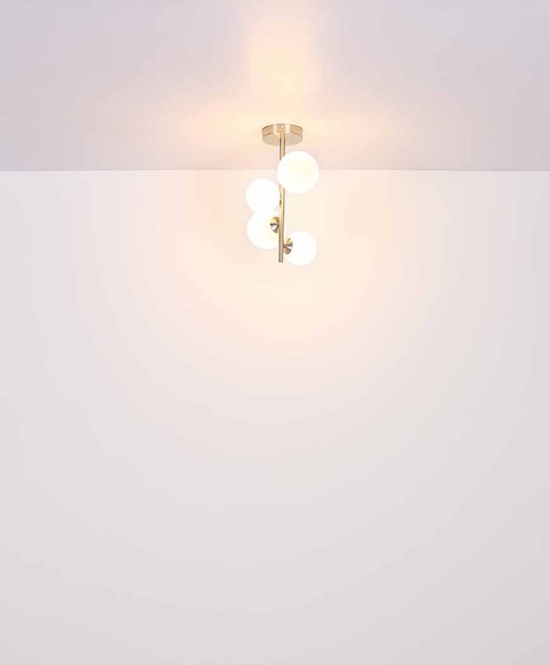 Plafondlamp rond 3-opaalglaskap nikkel Globo Riha - Afbeelding 4