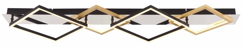 Plafondlamp zwart/goud ruitvormen 4-lichts Globo Lesina - Afbeelding 2