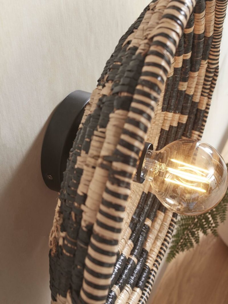 Plafondlamp zwart/naturel zeegras koepelvorm GOOD&MOJO Andros - Afbeelding 6