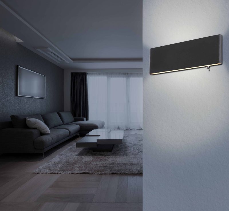 Rechthoekige zwarte moderne wandlamp Globo Siegfried - Afbeelding 3